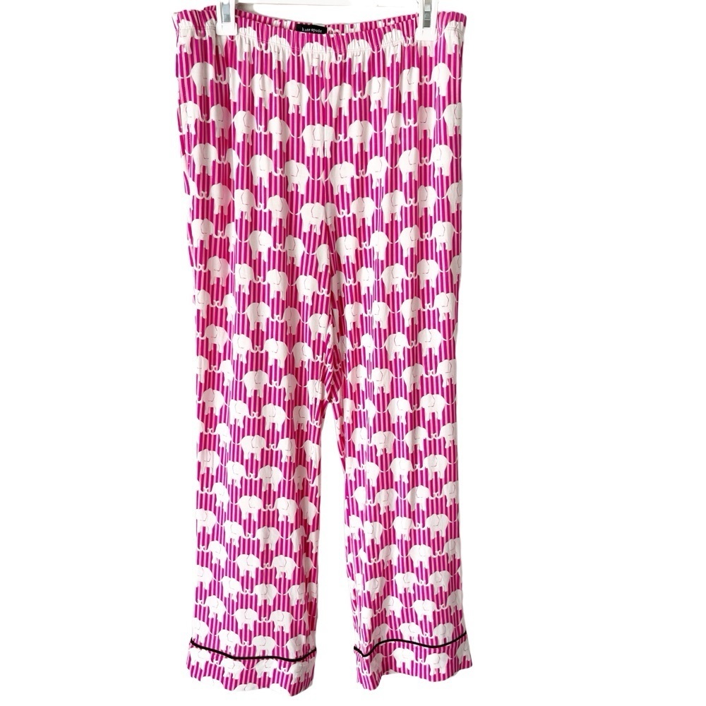 Kate Spade Pajama Pants Women's Large Elephant Stripe Magenta Novelty Print PJs